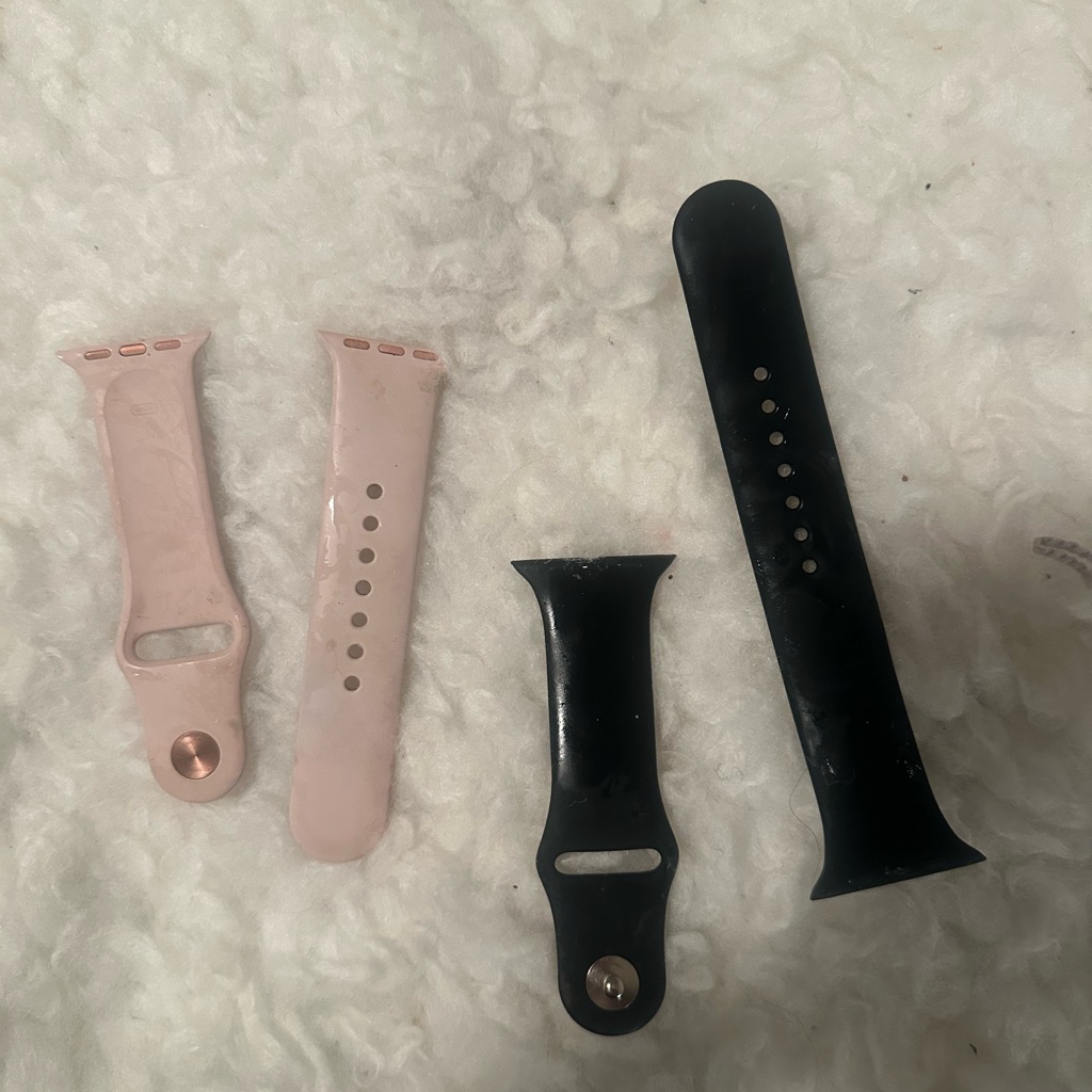 Set Of 2 Iphone Apple Watch Silicone Pink Black Straps Bundle 38mm 40mm 42mm Set Of 2 Iphone Apple Watch Silicone Pink Black Straps Bundle 38mm 40mm 42mm